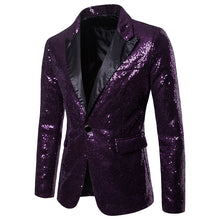 Load image into Gallery viewer, Sequined Single Button Suit Jacket