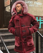 Load image into Gallery viewer, Plush Lined Block Colored Hooded Trench Coat