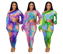 Load image into Gallery viewer, Tie-Dye 2PC Loose Top Pants Set