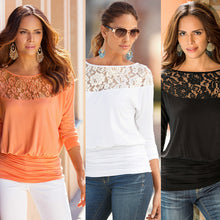 Load image into Gallery viewer, Loose Pleated Lace Accent Top