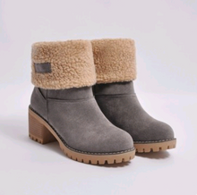 Load image into Gallery viewer, Thick Heeled Suede Snow Boots