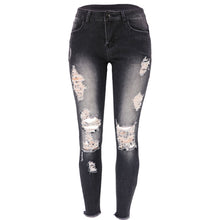 Load image into Gallery viewer, Stretch Cropped Ripped Women's Skinny Jeans