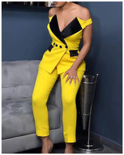 Load image into Gallery viewer, Off The Shoulder Tuxedo Style 2PC Suit