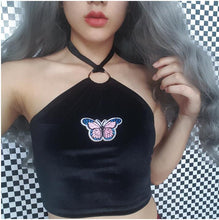 Load image into Gallery viewer, Butterfly Velour Halter Top