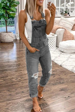 Load image into Gallery viewer, Shredded Denim Overalls