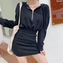 Load image into Gallery viewer, Hooded Long Sleeve Sweatshirt Dress