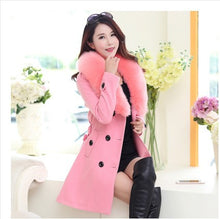 Load image into Gallery viewer, Large fur collar woolen coat