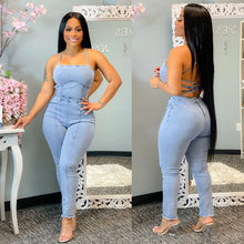 Load image into Gallery viewer, Casual Denim Jumpsuit with Strapped Back