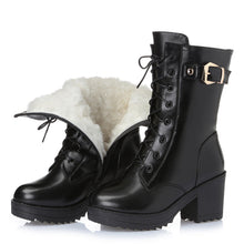 Load image into Gallery viewer, Leather Fur Lined High Top Winter Boots