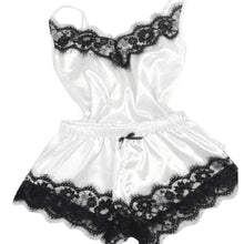 Load image into Gallery viewer, Lace Trimmed Silky Pajama Short Set