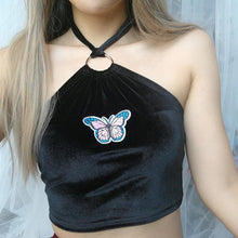 Load image into Gallery viewer, Butterfly Velour Halter Top