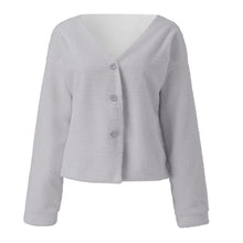 Load image into Gallery viewer, V-Neck 3 Button Plush Sweater