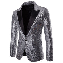Load image into Gallery viewer, Sequined Single Button Suit Jacket