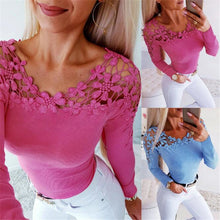 Load image into Gallery viewer, Laced Collar Long-Sleeved Top