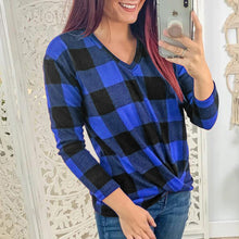 Load image into Gallery viewer, Twisted Long Sleeve Plaid Shirt