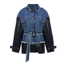 Load image into Gallery viewer, Denim & Leather Stitched Jacket