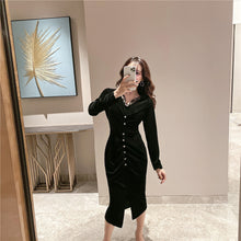 Load image into Gallery viewer, Buttoned Maxi Velour Dress