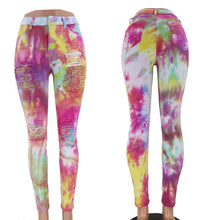 Load image into Gallery viewer, Tie-dye print ripped jeans