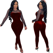 Load image into Gallery viewer, Velour Mesh Top Jumpsuit