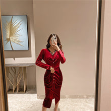 Load image into Gallery viewer, Buttoned Maxi Velour Dress