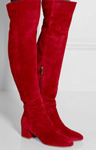 Load image into Gallery viewer, Suede Over The Knee Low Heeled Boots