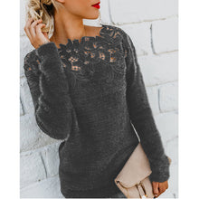 Load image into Gallery viewer, Solid Color Lace Stitched Sweater