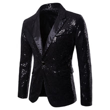 Load image into Gallery viewer, Sequined Single Button Suit Jacket