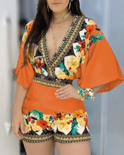 Load image into Gallery viewer, Floral Print Backless Romper