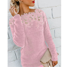 Load image into Gallery viewer, Solid Color Lace Stitched Sweater