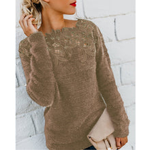 Load image into Gallery viewer, Solid Color Lace Stitched Sweater