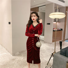 Load image into Gallery viewer, Buttoned Maxi Velour Dress