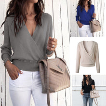 Load image into Gallery viewer, Deep V Solid Color Sweater