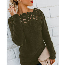 Load image into Gallery viewer, Solid Color Lace Stitched Sweater