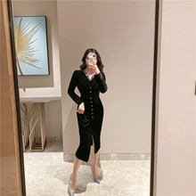 Load image into Gallery viewer, Buttoned Maxi Velour Dress