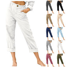 Load image into Gallery viewer, Linen Drawstring Elastic Waist Loose Trousers