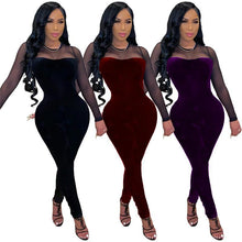 Load image into Gallery viewer, Velour Mesh Top Jumpsuit