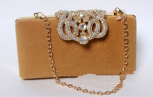 Load image into Gallery viewer, Rhinestone Crown Suede Clutch