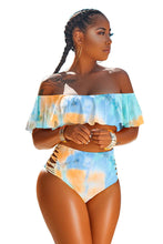 Load image into Gallery viewer, Tie Dyed Ruffled Top 2PC Swimsuit