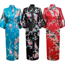 Load image into Gallery viewer, Japanese Satin Peacock Robe