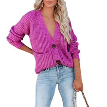 Load image into Gallery viewer, Thick V-Neck Solid Color Cardigan