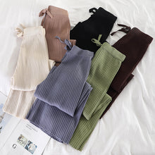 Load image into Gallery viewer, Knitted Wide leg Ribbed Pants
