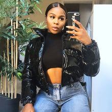 Load image into Gallery viewer, Wet Look Bubble Puffer Jacket