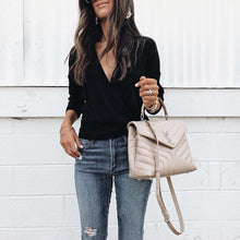 Load image into Gallery viewer, Deep V Solid Color Sweater