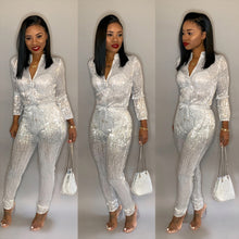 Load image into Gallery viewer, Sequined V-Neck Jumpsuit