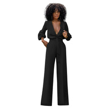 Load image into Gallery viewer, Relaxed Belted Deep V Jumpsuit