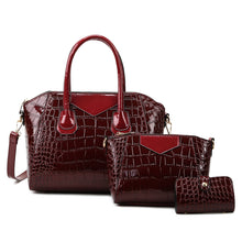 Load image into Gallery viewer, Three-Piece Crocodile Designed Handbag