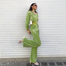 Load image into Gallery viewer, Sporty Green Velour Jogger Set