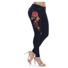 Load image into Gallery viewer, Skinny Floral Accented Jeans