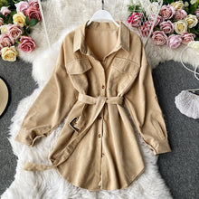 Load image into Gallery viewer, Classic Corduroy Shirt Dress