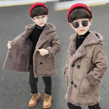 Load image into Gallery viewer, Boys' Suede Fur Lined Trench Coat